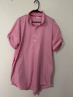 Caryn Lawn Women's Pink Gingham Polo Dress Size OS